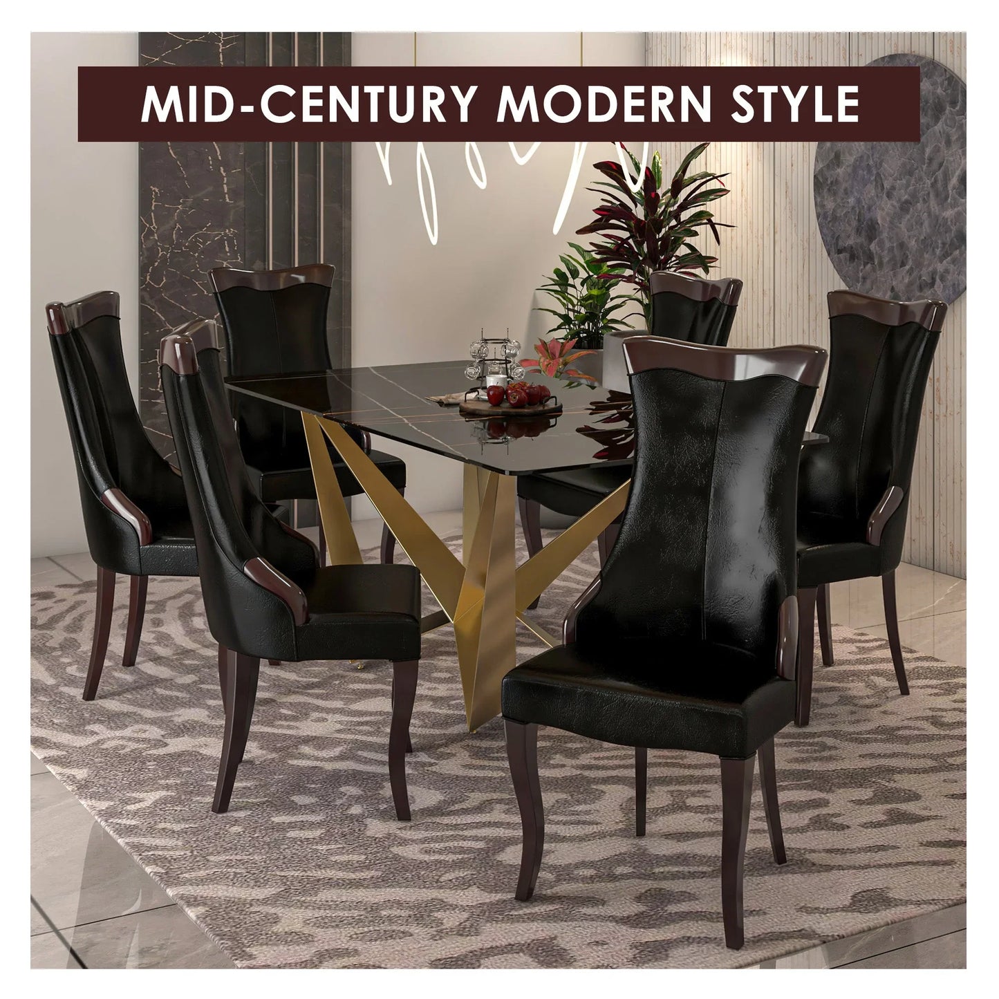 Novara Series Modern Dining Side Chair Upholstered in Leather/Velvet with Rubberwood Legs - Elax Furniture