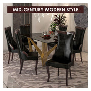 Novara Series Modern Dining Side Chair Upholstered in Leather/Velvet with Rubberwood Legs - Elax Furniture