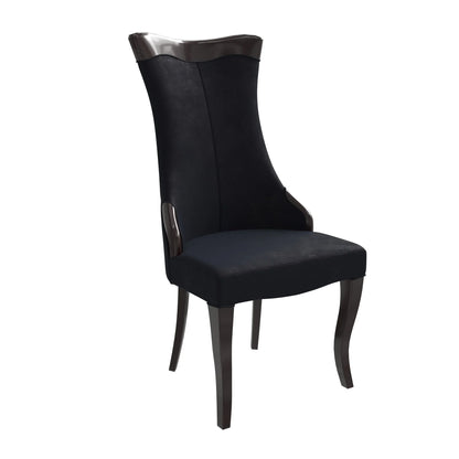 Novara Series Modern Dining Side Chair Upholstered in Leather/Velvet with Rubberwood Legs - Elax Furniture
