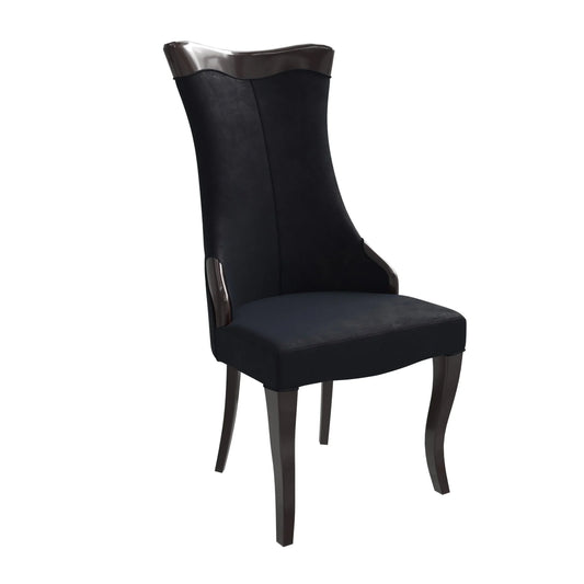Novara Series Modern Dining Side Chair Upholstered in Leather/Velvet with Rubberwood Legs - Elax Furniture