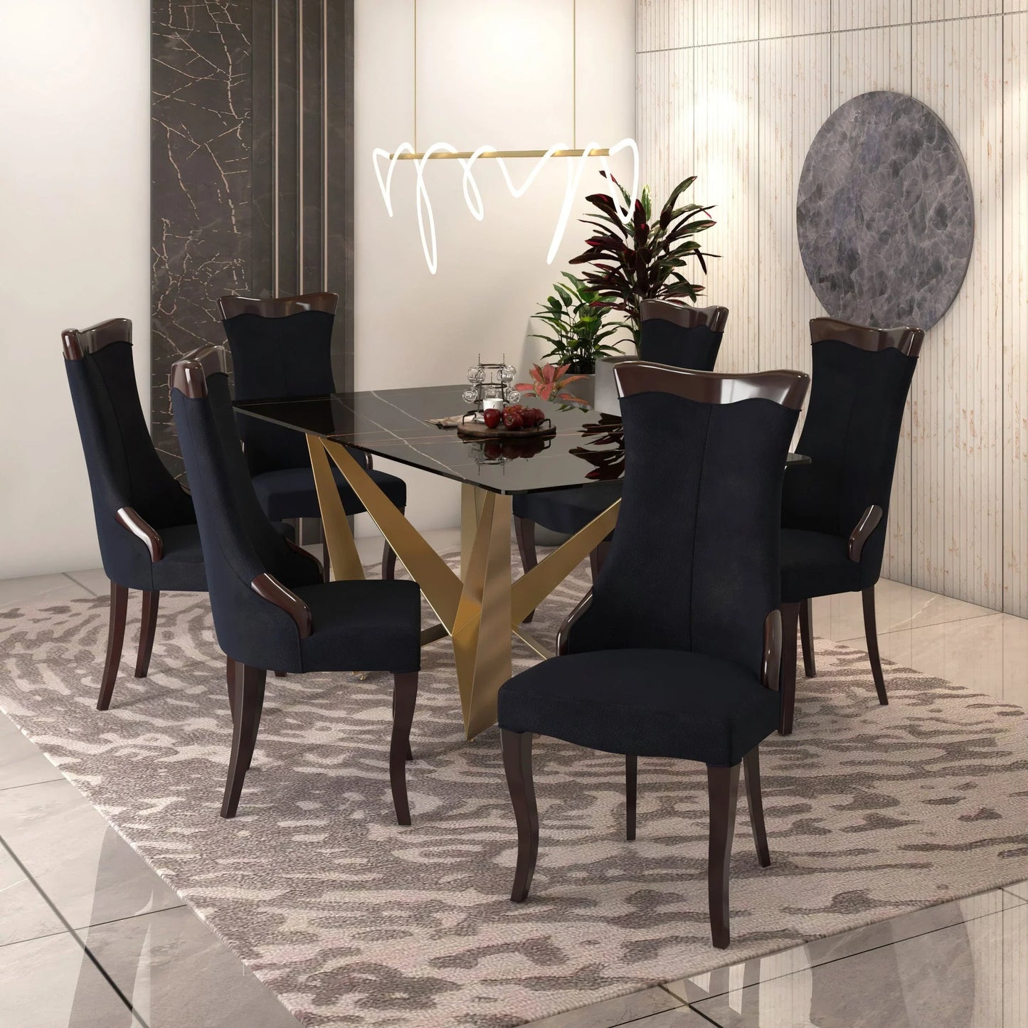 Novara Series Modern Dining Side Chair Upholstered in Leather/Velvet with Rubberwood Legs - Elax Furniture