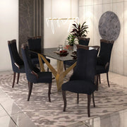 Novara Series Modern Dining Side Chair Upholstered in Leather/Velvet with Rubberwood Legs - Elax Furniture