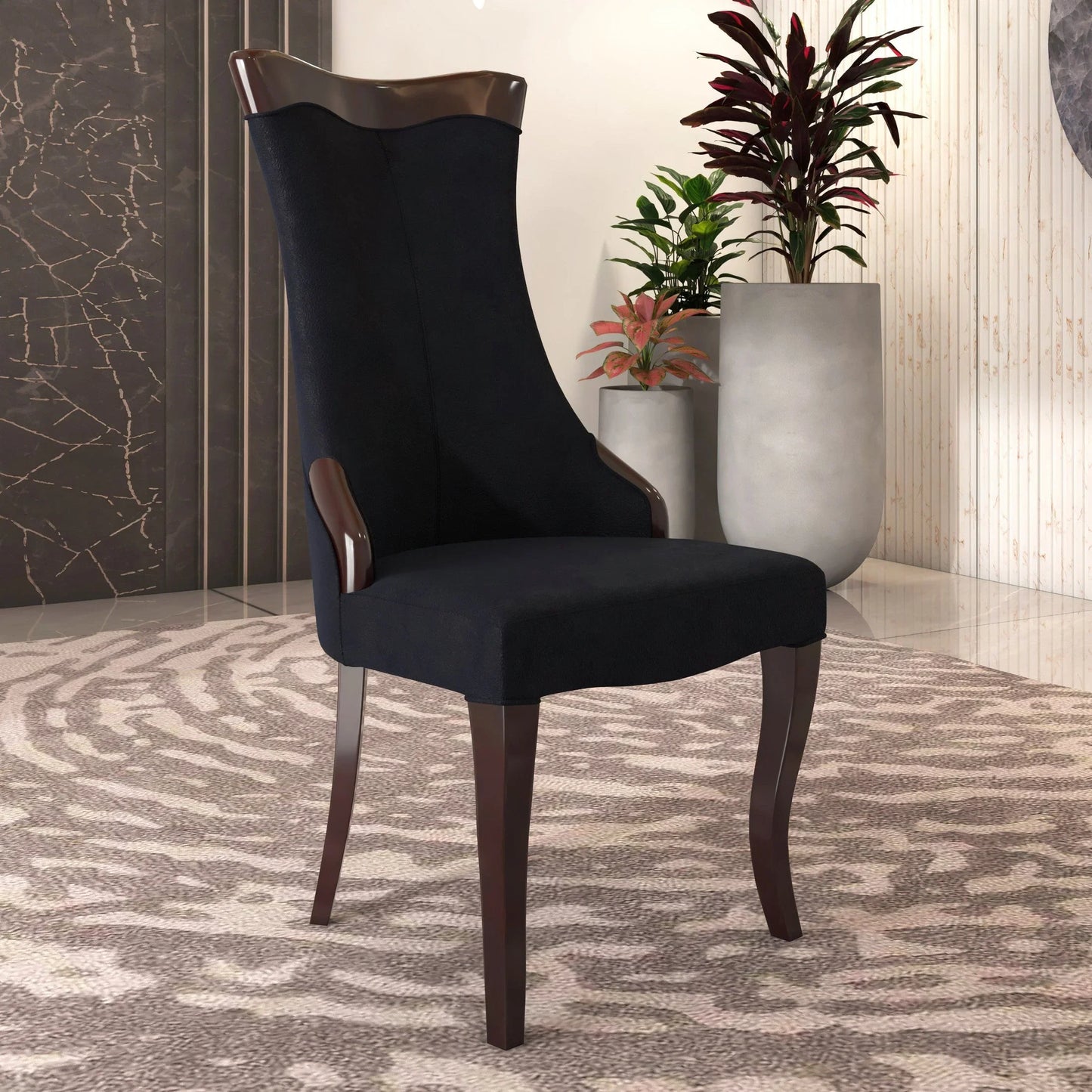 Novara Series Modern Dining Side Chair Upholstered in Leather/Velvet with Rubberwood Legs - Elax Furniture