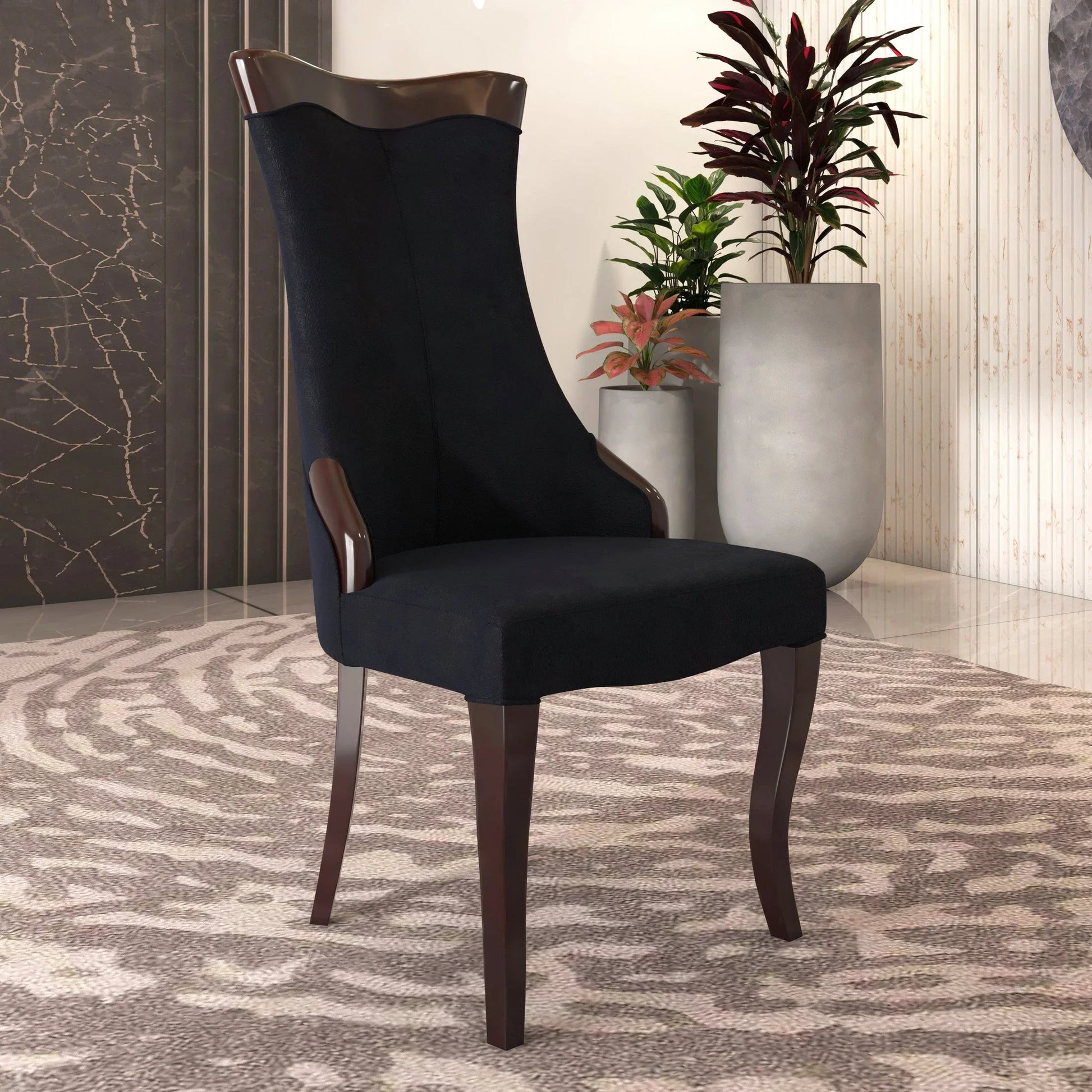 Novara Series Modern Dining Side Chair Upholstered in Leather/Velvet with Rubberwood Legs - Elax Furniture
