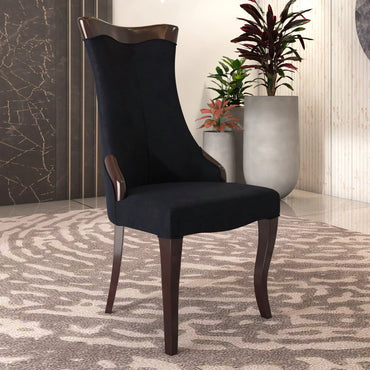 Novara Series Modern Dining Side Chair Upholstered in Leather/Velvet with Rubberwood Legs - Elax Furniture