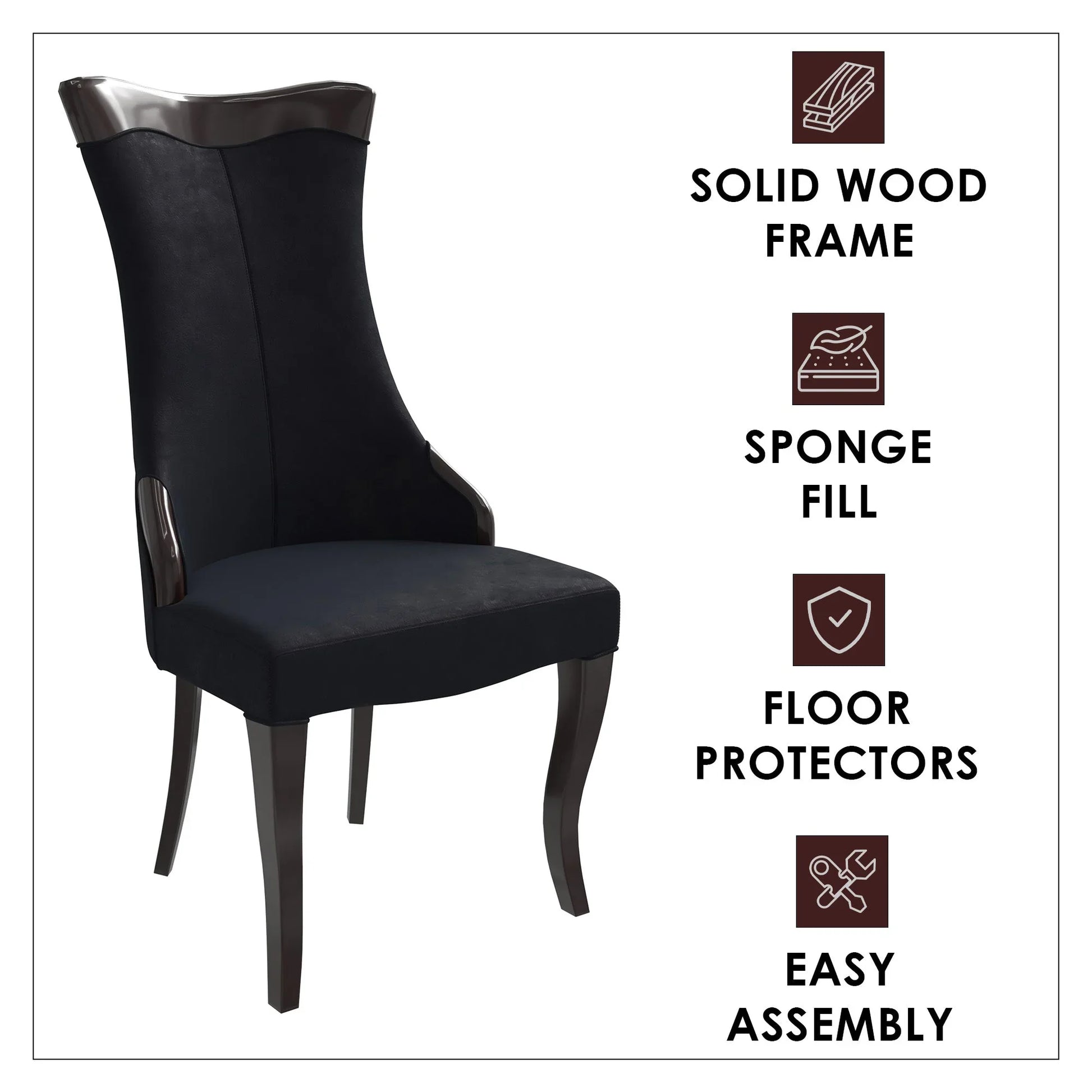 Novara Series Modern Dining Side Chair Upholstered in Leather/Velvet with Rubberwood Legs - Elax Furniture
