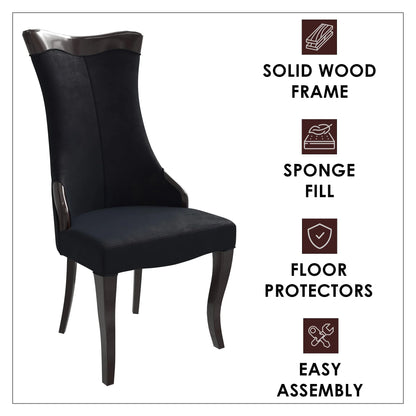 Novara Series Modern Dining Side Chair Upholstered in Leather/Velvet with Rubberwood Legs - Elax Furniture