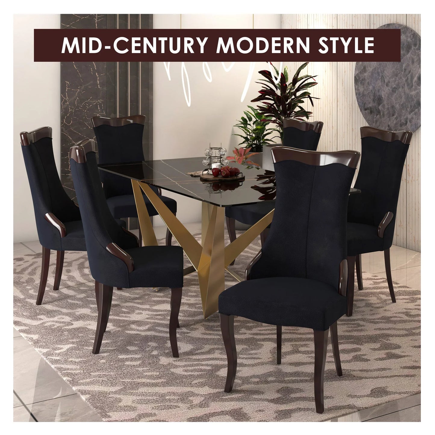 Novara Series Modern Dining Side Chair Upholstered in Leather/Velvet with Rubberwood Legs - Elax Furniture