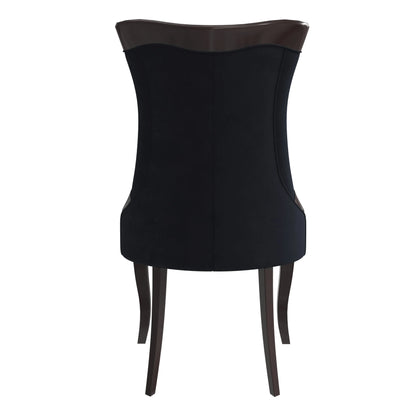 Novara Series Modern Dining Side Chair Upholstered in Leather/Velvet with Rubberwood Legs - Elax Furniture