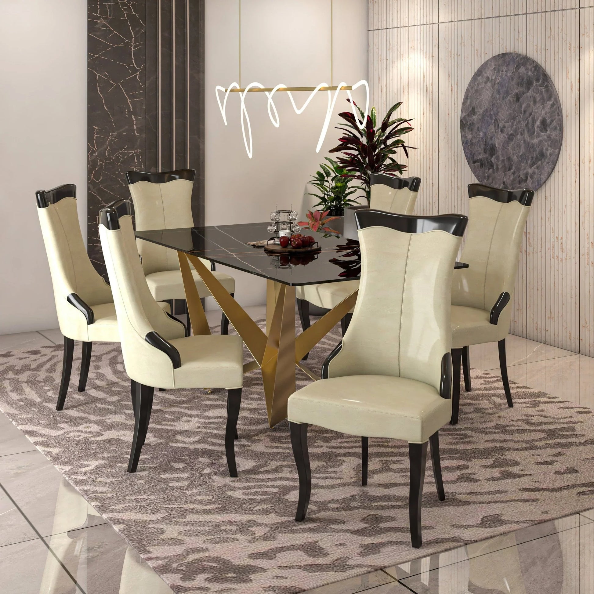 Novara Series Modern Dining Side Chair Upholstered in Leather/Velvet with Rubberwood Legs - Elax Furniture