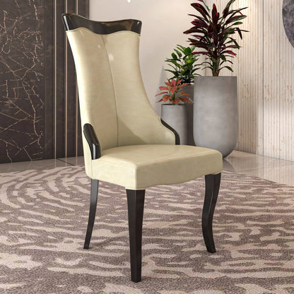 Novara Series Modern Dining Side Chair Upholstered in Leather/Velvet with Rubberwood Legs - Elax Furniture