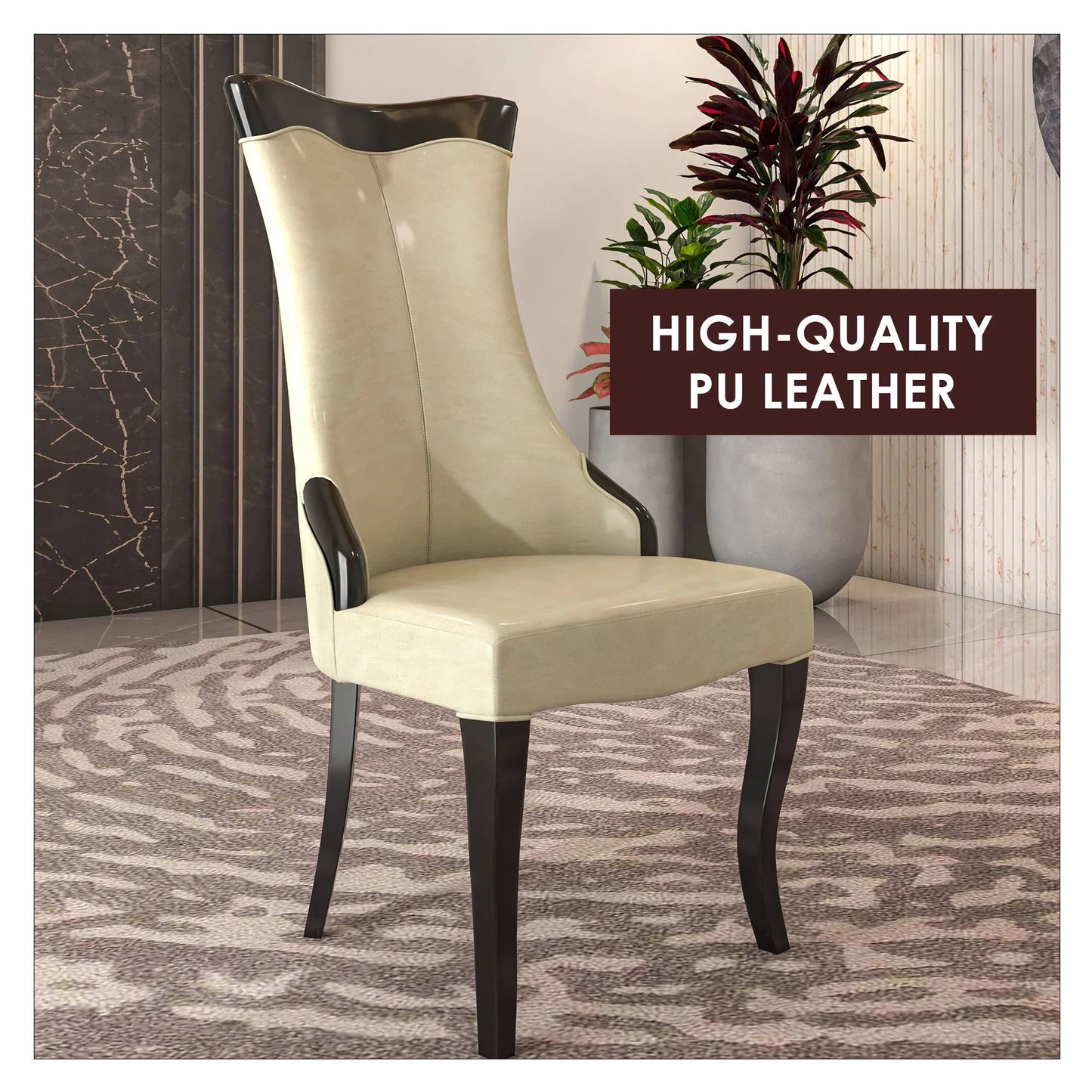 Novara Series Modern Dining Side Chair Upholstered in Leather/Velvet with Rubberwood Legs - Elax Furniture