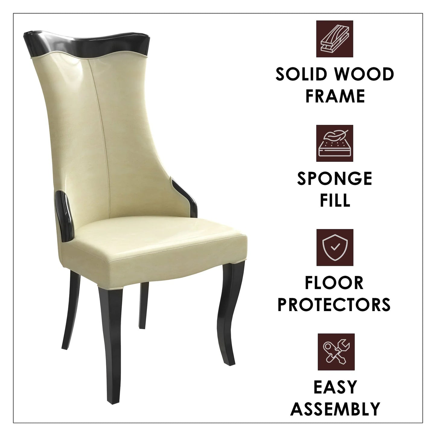 Novara Series Modern Dining Side Chair Upholstered in Leather/Velvet with Rubberwood Legs - Elax Furniture