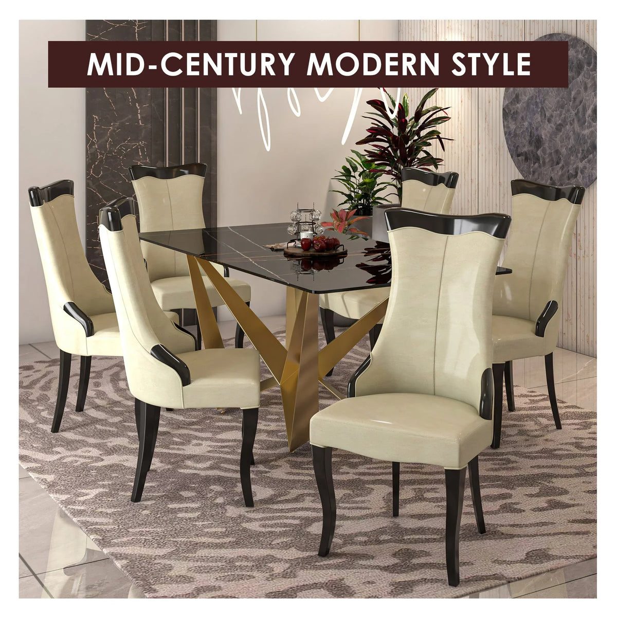 Novara Series Modern Dining Side Chair Upholstered in Leather/Velvet with Rubberwood Legs - Elax Furniture