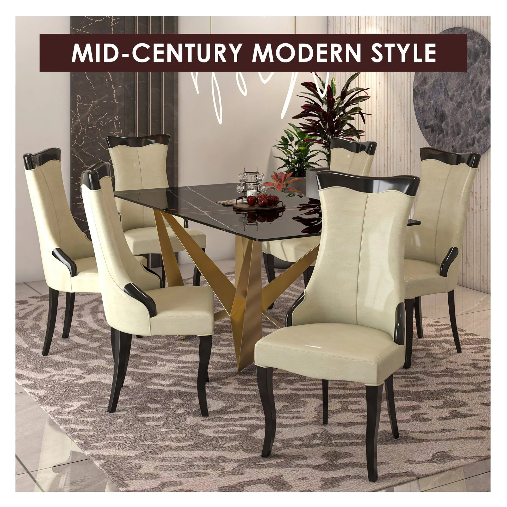 Novara Series Modern Dining Side Chair Upholstered in Leather/Velvet with Rubberwood Legs - Elax Furniture