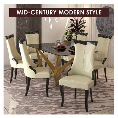 Novara Series Modern Dining Side Chair Upholstered in Leather/Velvet with Rubberwood Legs - Elax Furniture