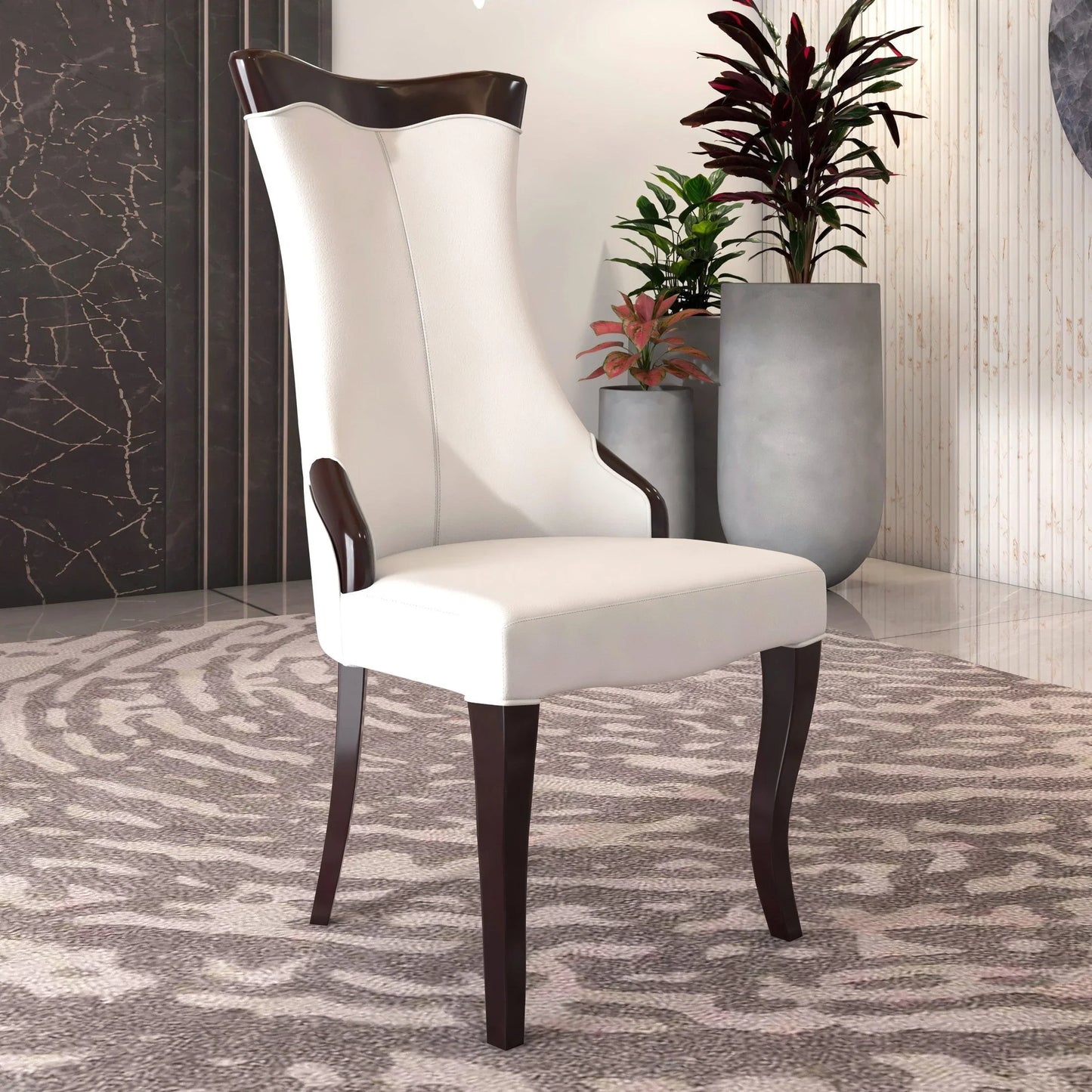 Novara Series Modern Dining Side Chair Upholstered in Leather/Velvet with Rubberwood Legs - Elax Furniture