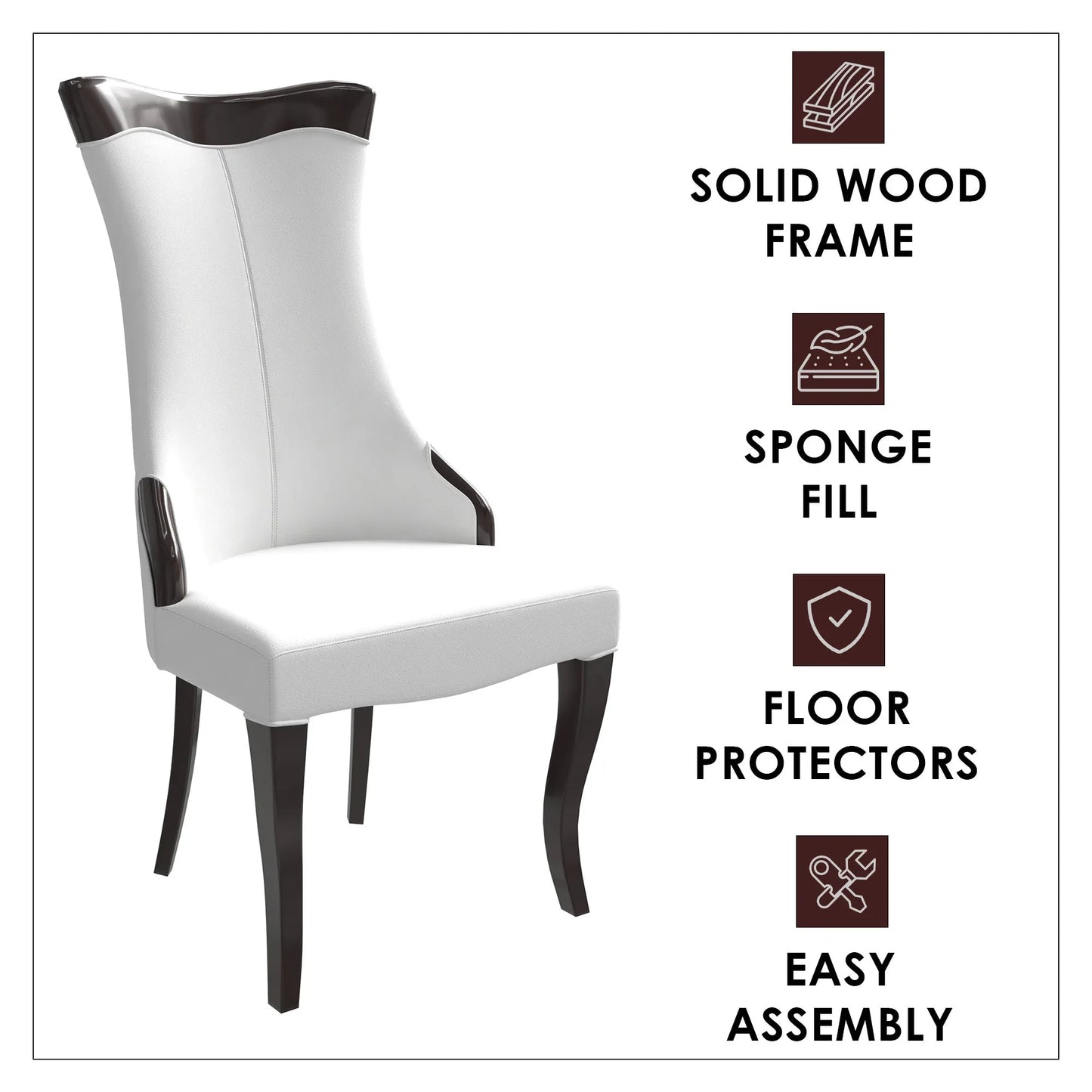 Novara Series Modern Dining Side Chair Upholstered in Leather/Velvet with Rubberwood Legs - Elax Furniture