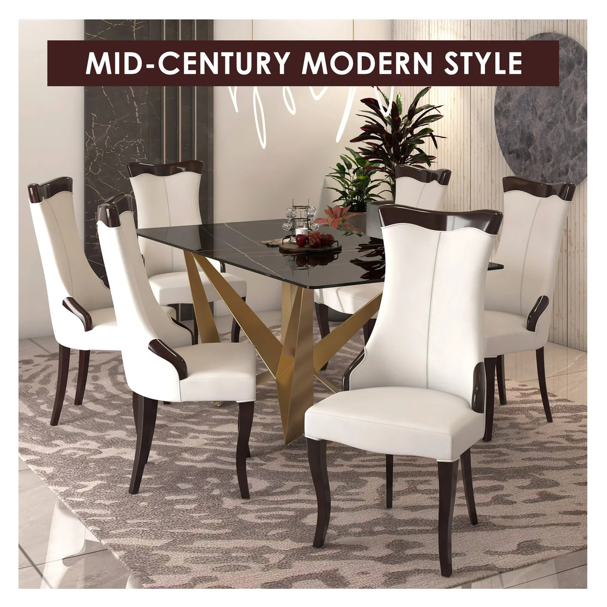 Novara Series Modern Dining Side Chair Upholstered in Leather/Velvet with Rubberwood Legs - Elax Furniture