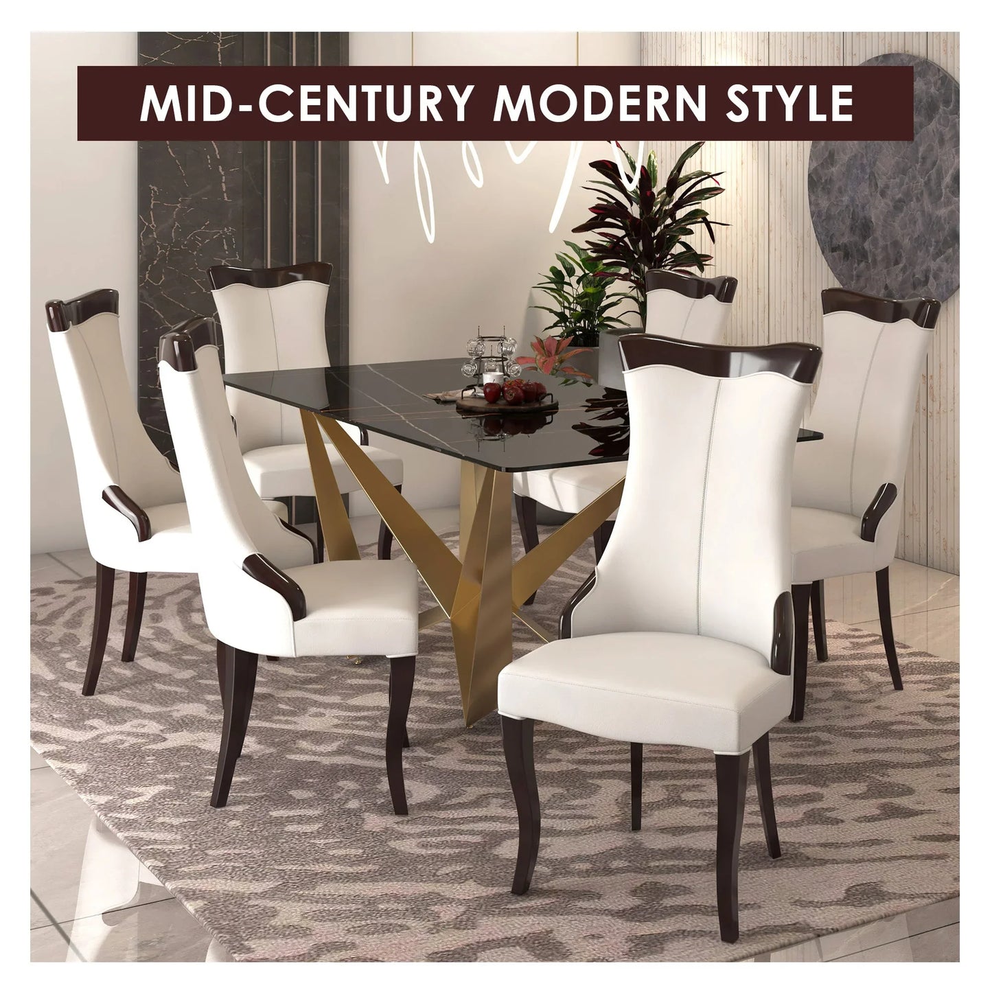 Novara Series Modern Dining Side Chair Upholstered in Leather/Velvet with Rubberwood Legs - Elax Furniture