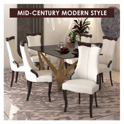 Novara Series Modern Dining Side Chair Upholstered in Leather/Velvet with Rubberwood Legs - Elax Furniture