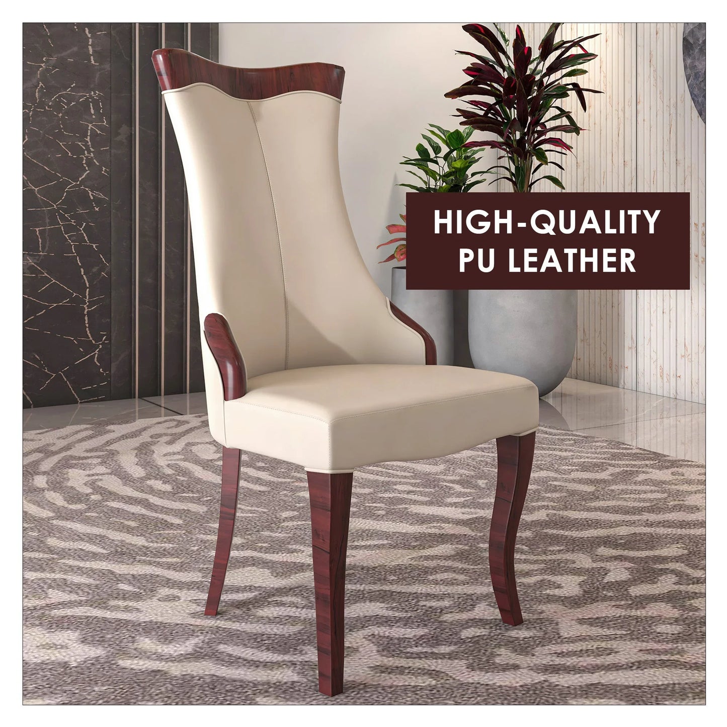 Novara Series Modern Dining Side Chair Upholstered in Leather/Velvet with Rubberwood Legs - Elax Furniture