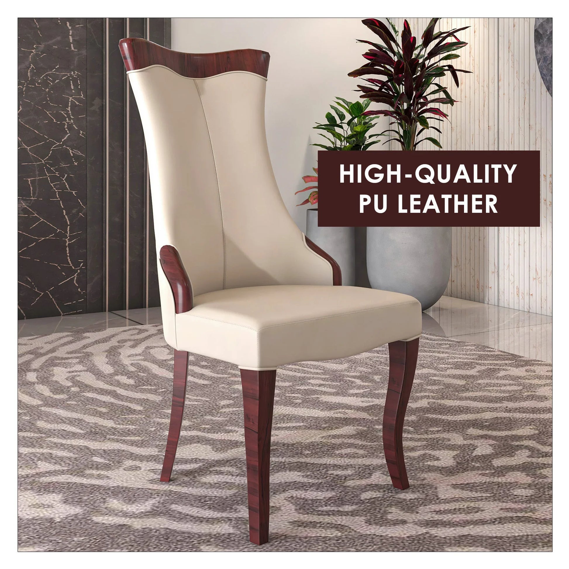 Novara Series Modern Dining Side Chair Upholstered in Leather/Velvet with Rubberwood Legs - Elax Furniture