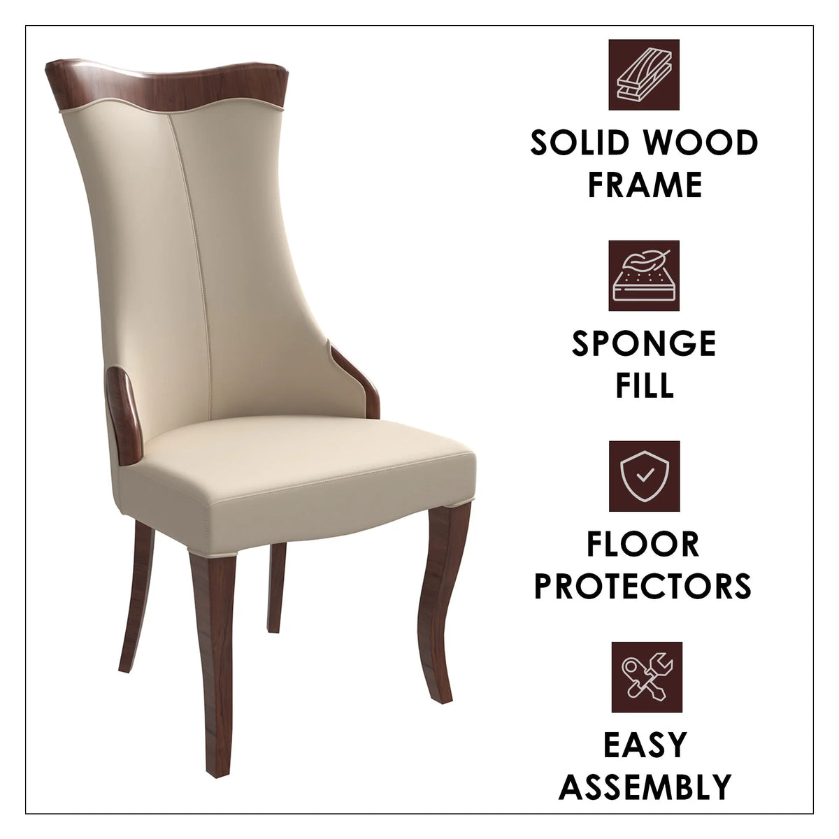 Novara Series Modern Dining Side Chair Upholstered in Leather/Velvet with Rubberwood Legs - Elax Furniture