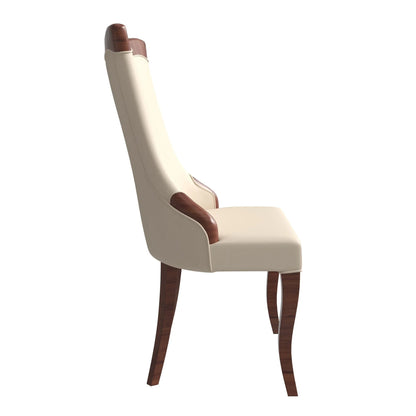Novara Series Modern Dining Side Chair Upholstered in Leather/Velvet with Rubberwood Legs - Elax Furniture