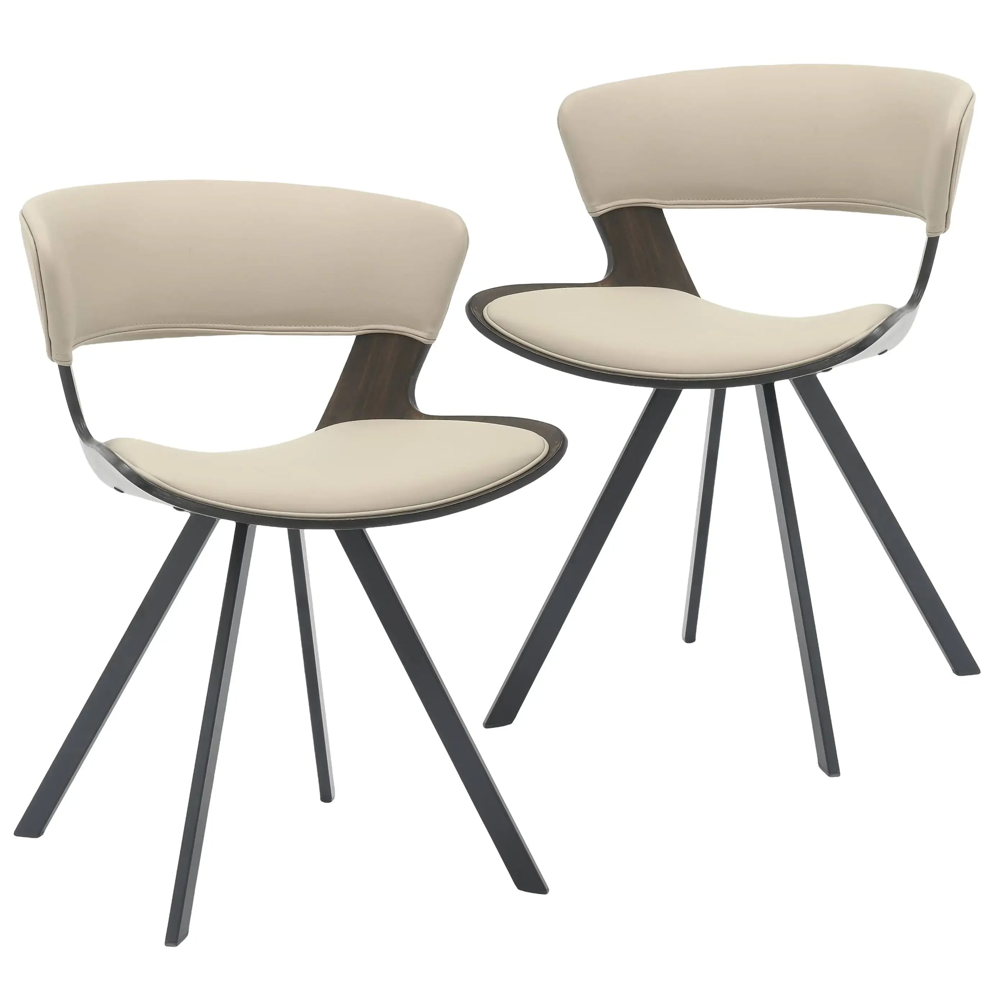 Nymia Upholstered Dining Chair with Saddle Seat and Iron Legs Set of 2 - Elax Furniture