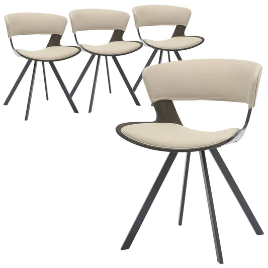 Nymia Upholstered Dining Chair with Saddle Seat and Iron Legs Set of 4 - Elax Furniture