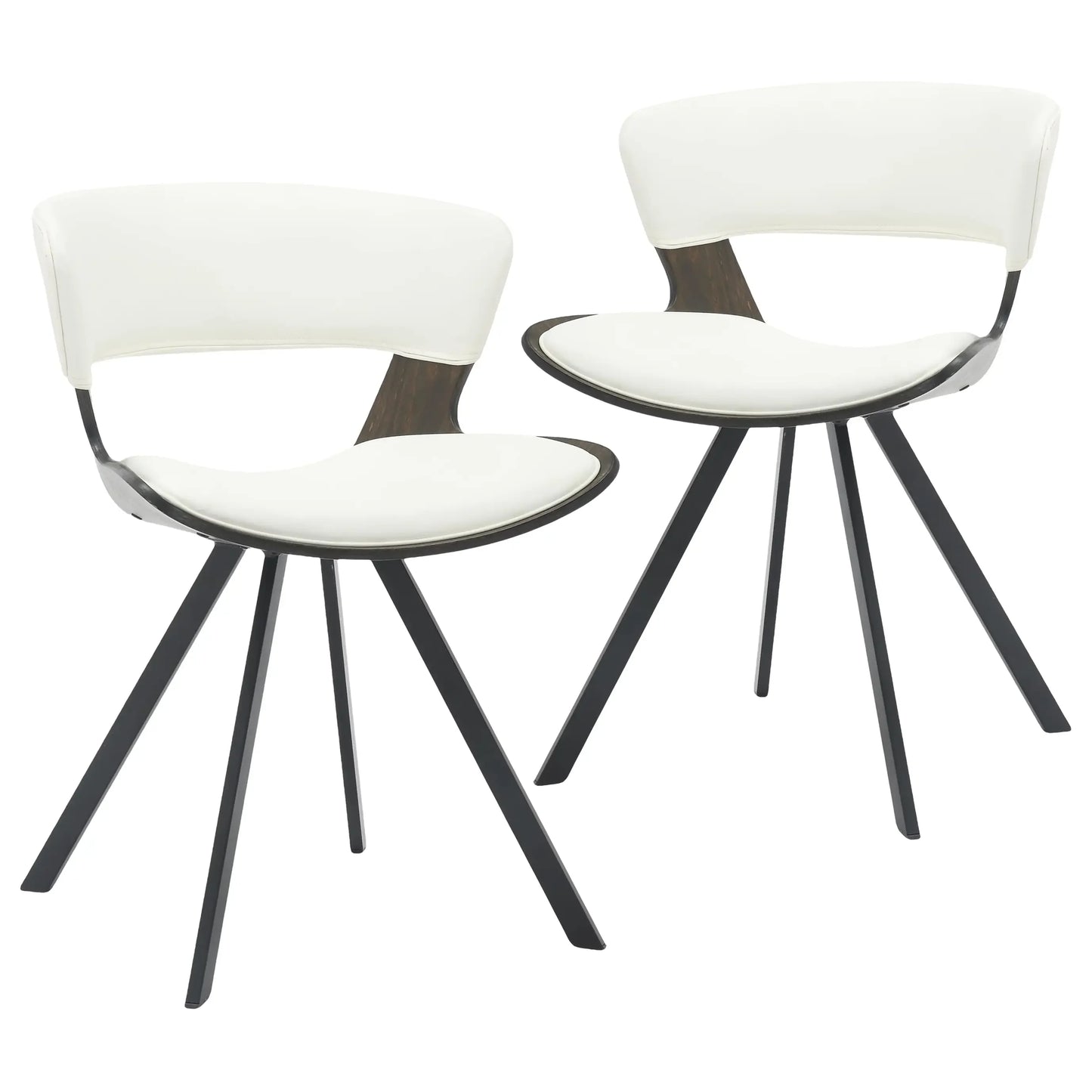 Nymia Upholstered Dining Chair with Saddle Seat and Iron Legs Set of 2 - Elax Furniture