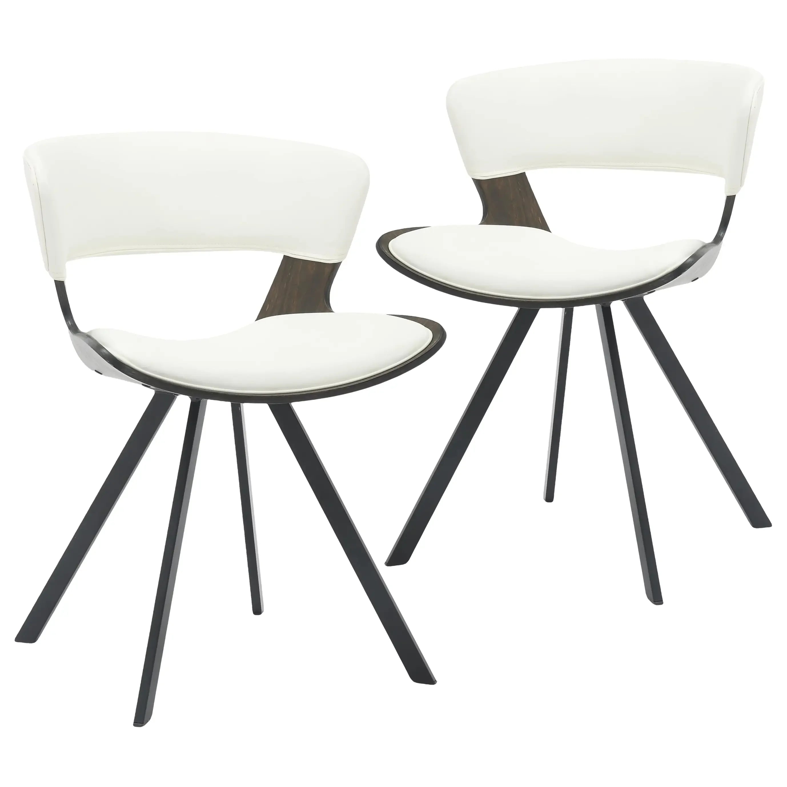 Nymia Upholstered Dining Chair with Saddle Seat and Iron Legs Set of 2 - Elax Furniture