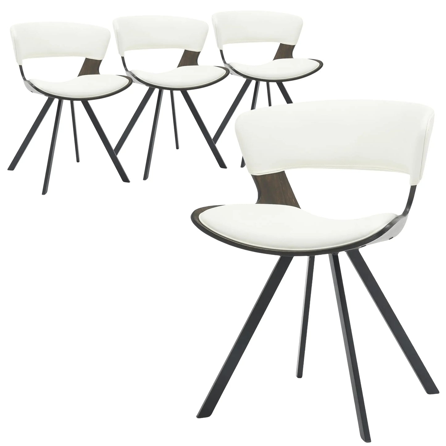 Nymia Upholstered Dining Chair with Saddle Seat and Iron Legs Set of 4 - Elax Furniture