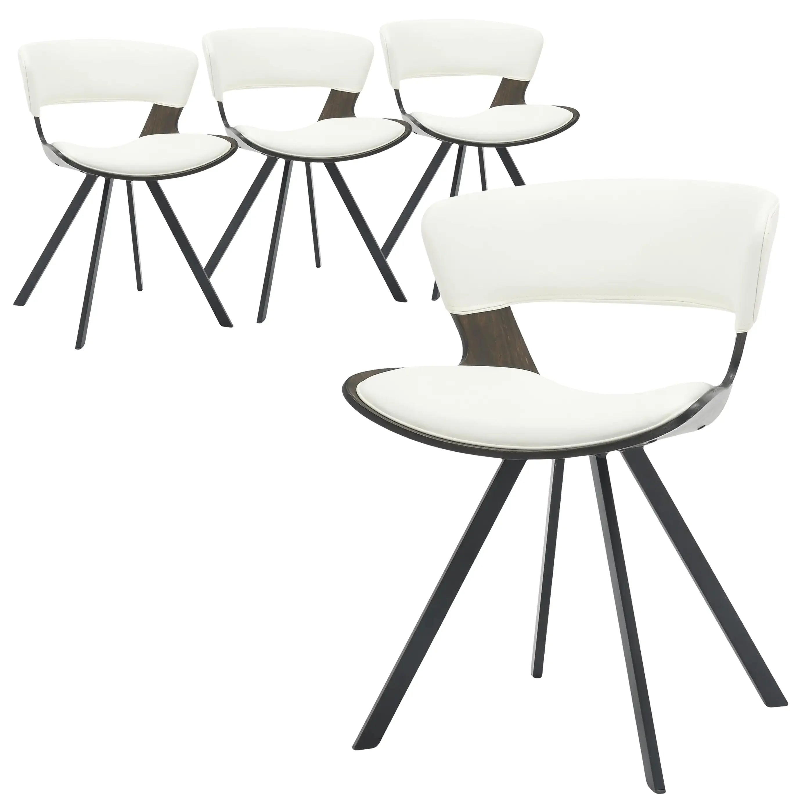 Nymia Upholstered Dining Chair with Saddle Seat and Iron Legs Set of 4 - Elax Furniture