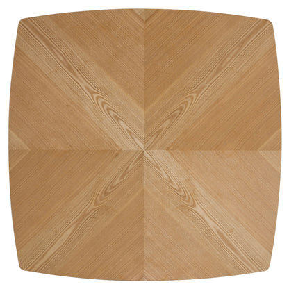 Zephry 5-Piece Dining Set with Square Wooden Table in Natural Wood and 4 Leather Dining Chairs - Elax Furniture