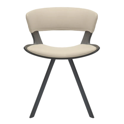 Zephry 5-Piece Dining Set with Square Wooden Table in Natural Wood and 4 Leather Dining Chairs - Elax Furniture