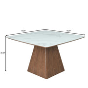 Zephry 5-Piece Dining Set with Square Dining Table White Sintered Stone Top and 4 Leather Dining Chairs - Elax Furniture