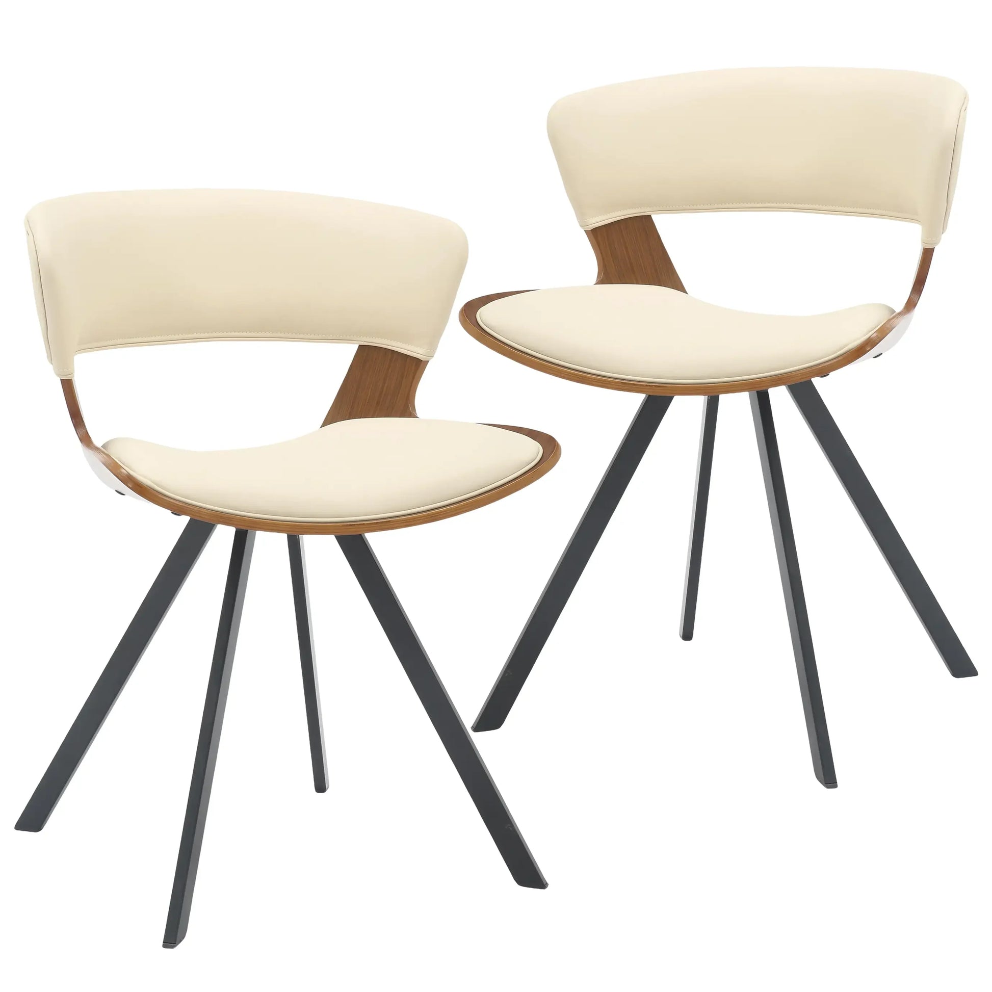 Nymia Upholstered Dining Chair with Saddle Seat and Iron Legs Set of 2 - Elax Furniture