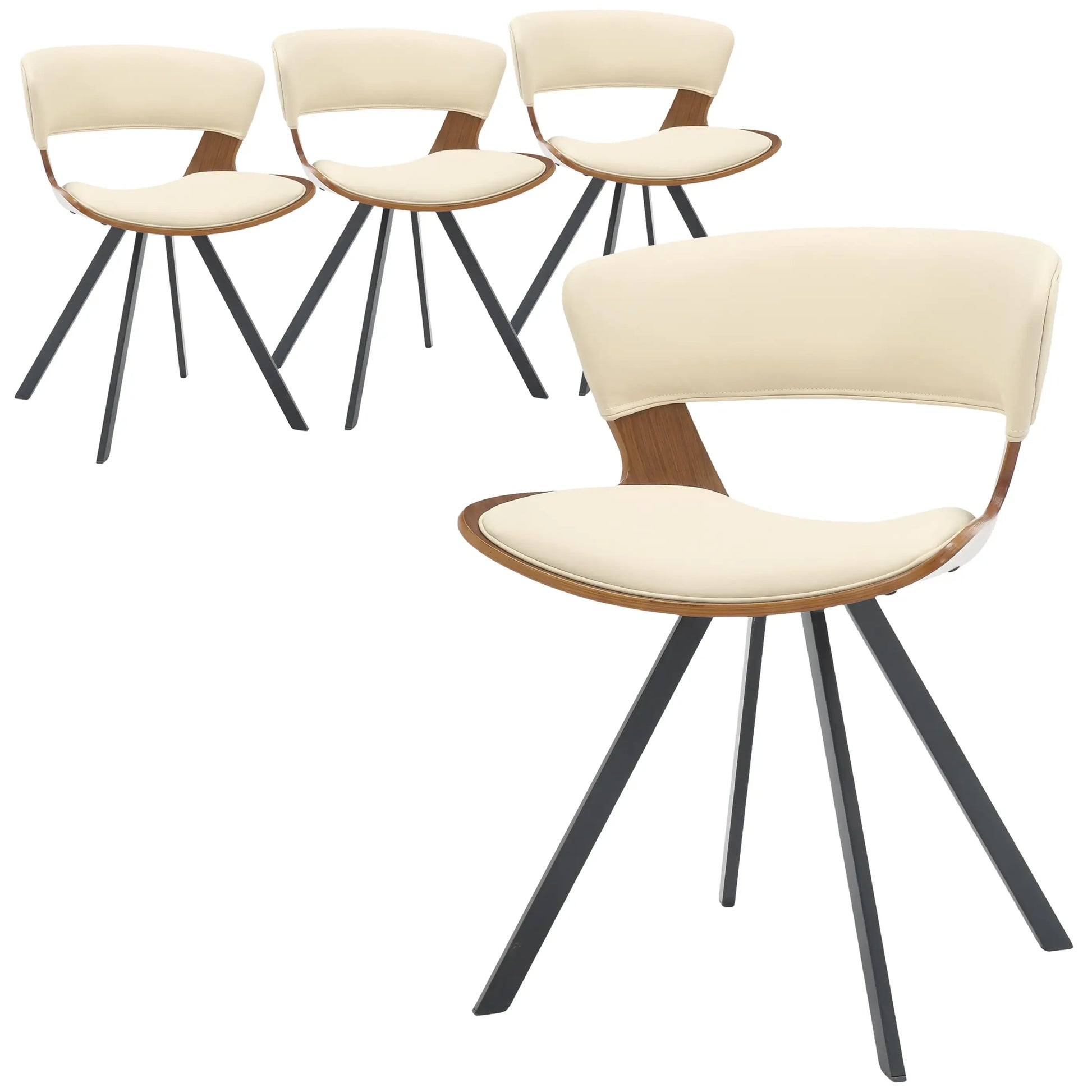 Nymia Upholstered Dining Chair with Saddle Seat and Iron Legs Set of 4 - Elax Furniture