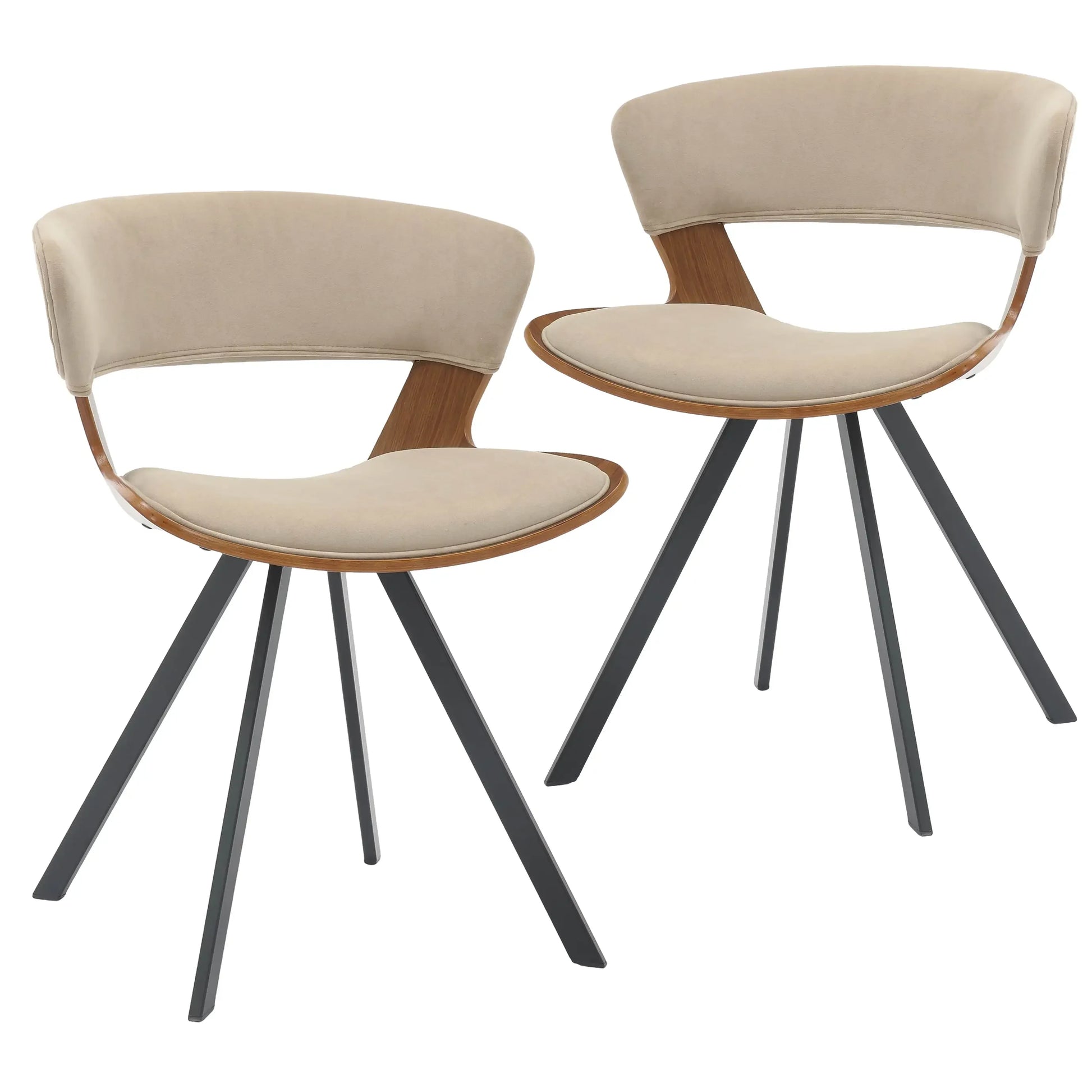 Nymia Upholstered Dining Chair with Saddle Seat and Iron Legs Set of 2 - Elax Furniture