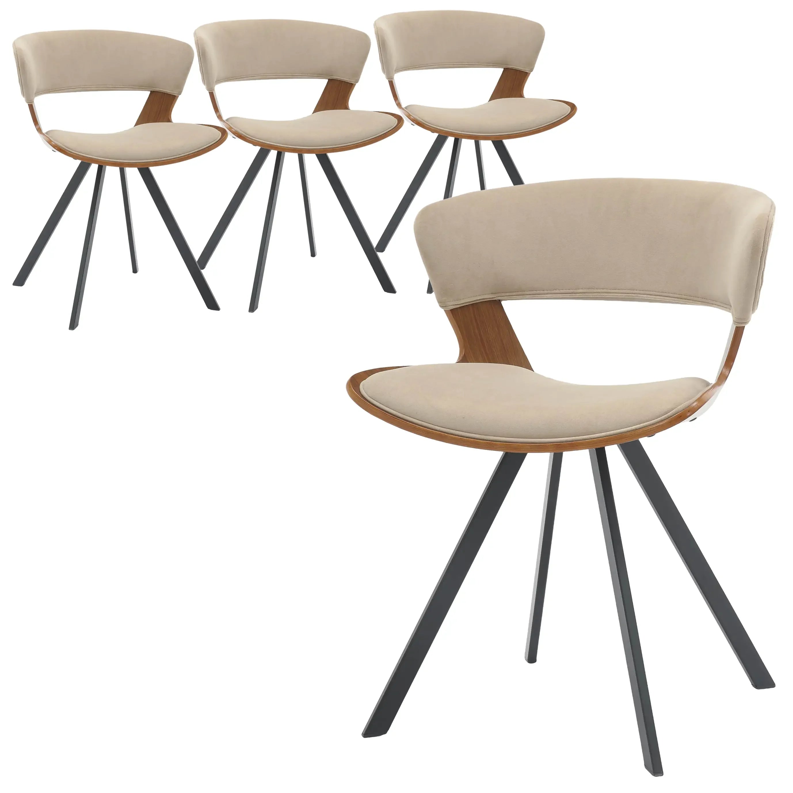 Nymia Upholstered Dining Chair with Saddle Seat and Iron Legs Set of 4 - Elax Furniture