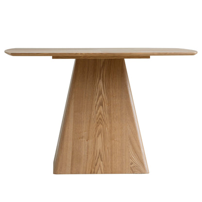 Zephry 5-Piece Dining Set with Square Wooden Table in Natural Wood and 4 Leather Dining Chairs - Elax Furniture