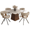 Zephry 5-Piece Dining Set with Square Dining Table White Sintered Stone Top and 4 Leather Dining Chairs