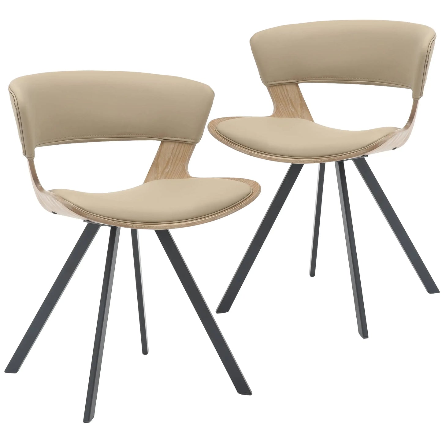 Nymia Upholstered Dining Chair with Saddle Seat and Iron Legs Set of 2 - Elax Furniture