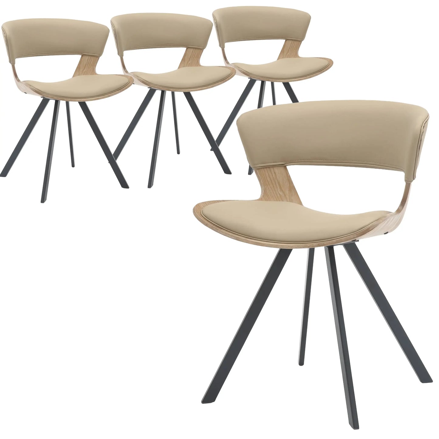 Nymia Upholstered Dining Chair with Saddle Seat and Iron Legs Set of 4 - Elax Furniture