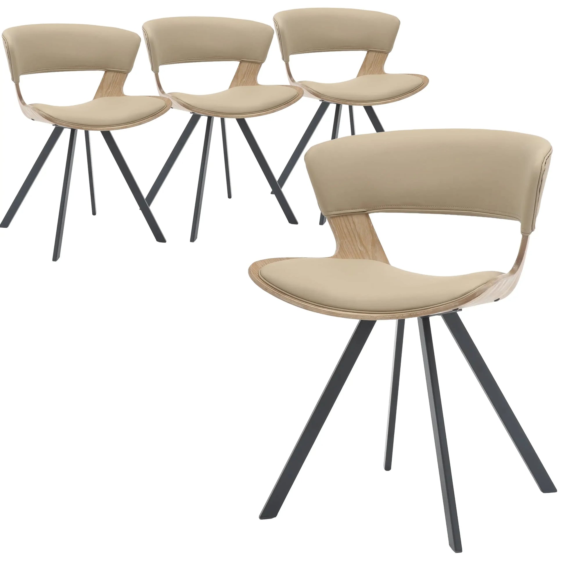 Nymia Upholstered Dining Chair with Saddle Seat and Iron Legs Set of 4 - Elax Furniture