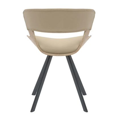 Zephry 5-Piece Dining Set with Square Wooden Table in Natural Wood and 4 Leather Dining Chairs - Elax Furniture