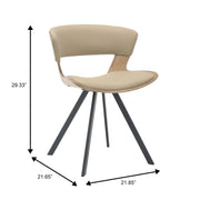 Zephry 5-Piece Dining Set with Square Wooden Table in Natural Wood and 4 Leather Dining Chairs - Elax Furniture