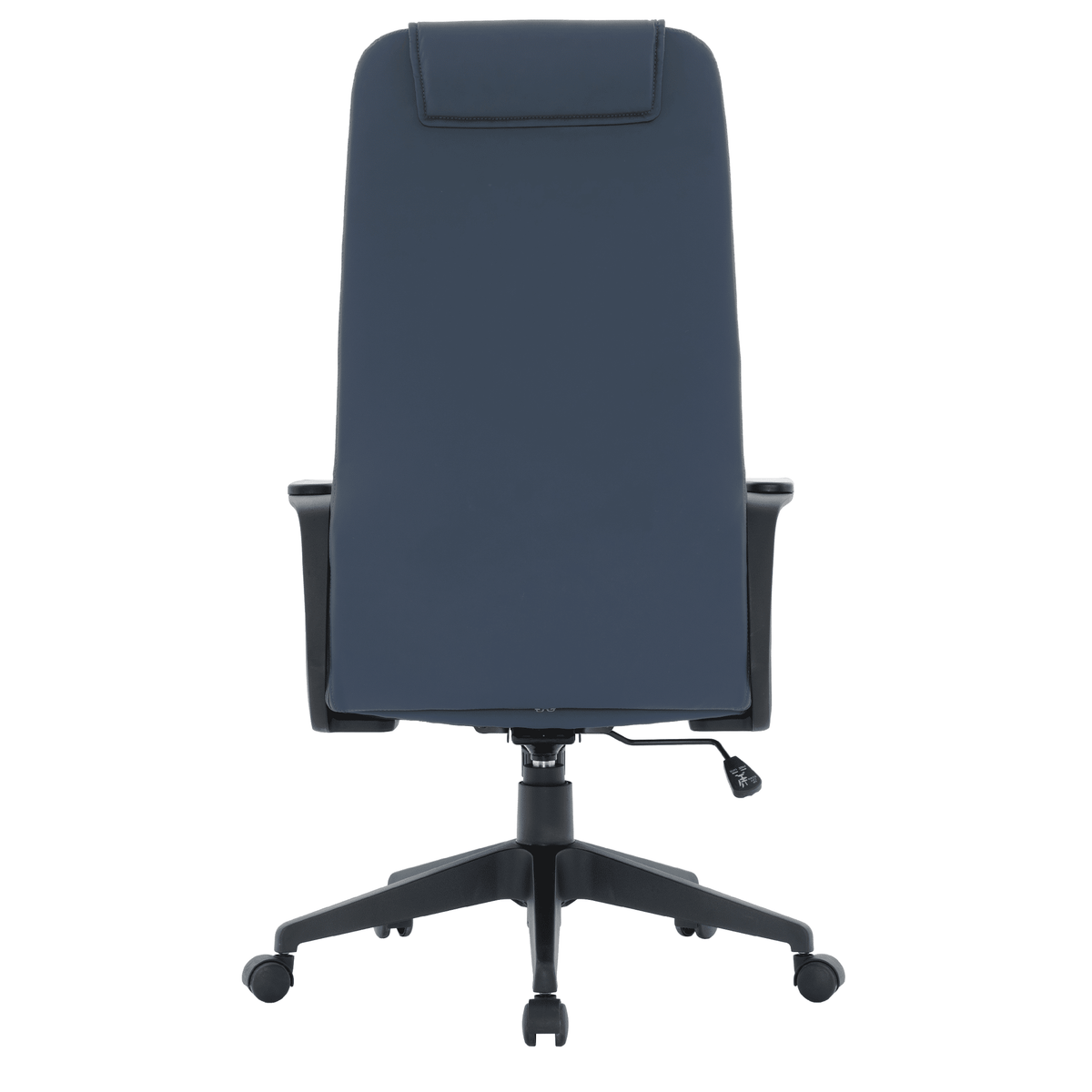 Nexa High-Back Conference Office Chair in Leather/Polyester Adjustable Height Swivel and Tilt Blue Leather Office Chair Leisuremod